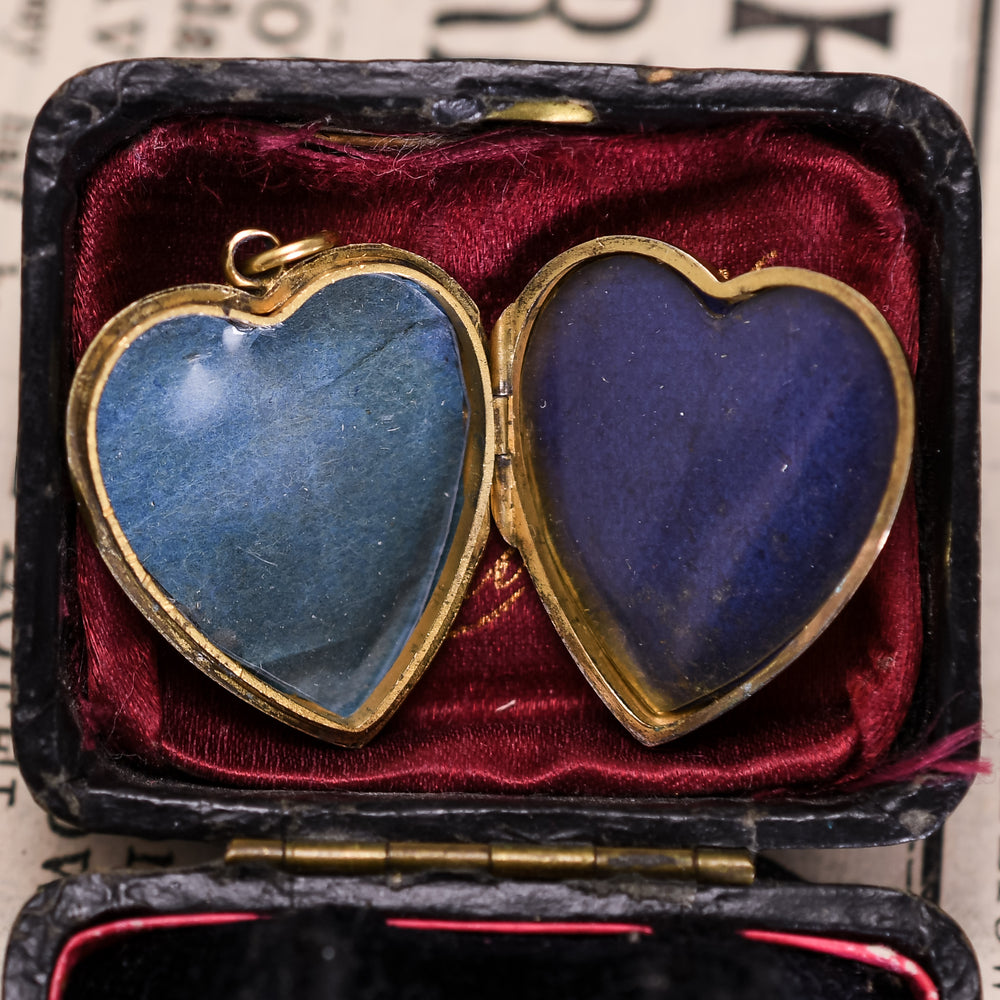 Victorian Ruby & Pearl Heart Locket Pendant
