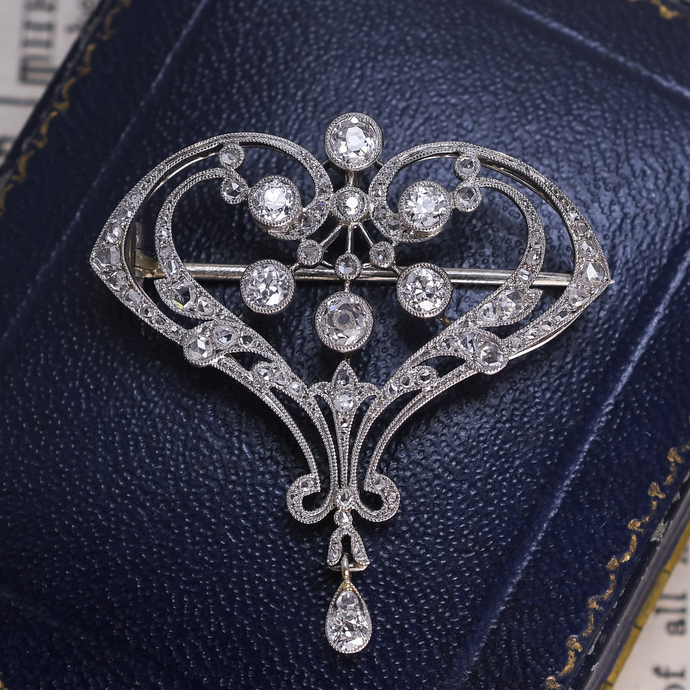 Belle Époque Platinum Diamond Brooch