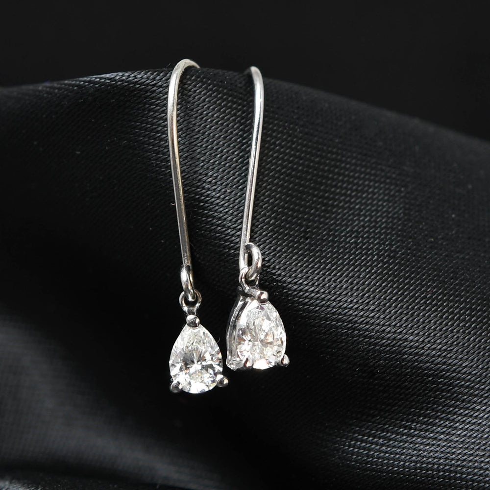 Art Deco Pear Cut Diamond Drop Earrings