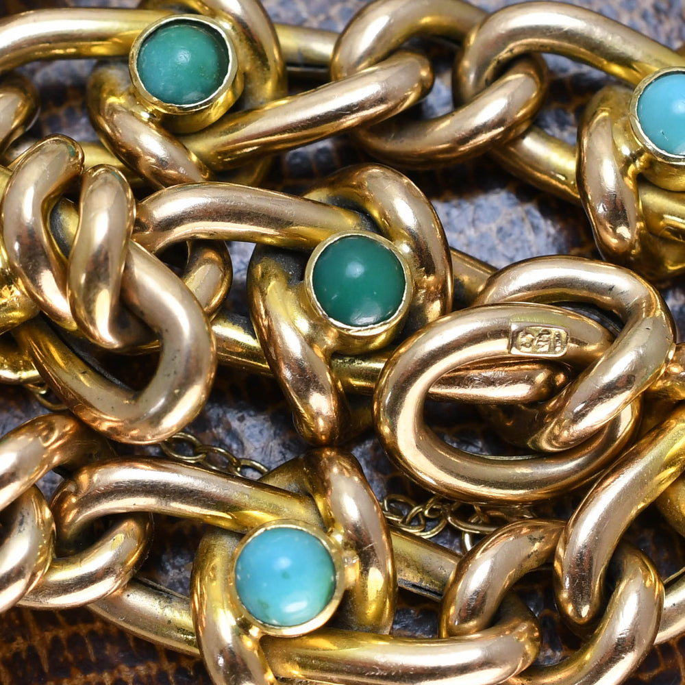 Edwardian Turquoise Curb-Link Heart Padlock Bracelet