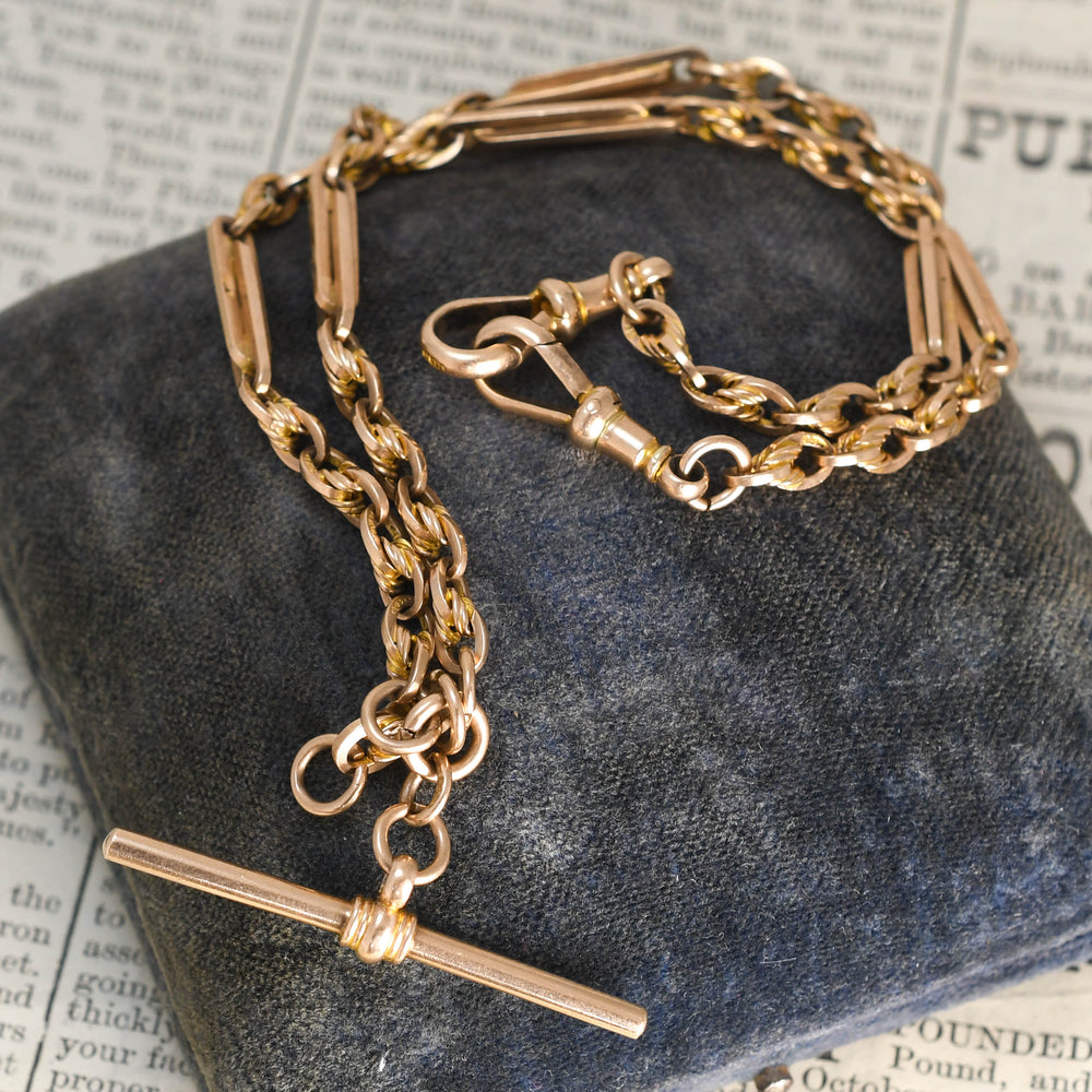 Victorian Rose Gold Trombone Link Chain