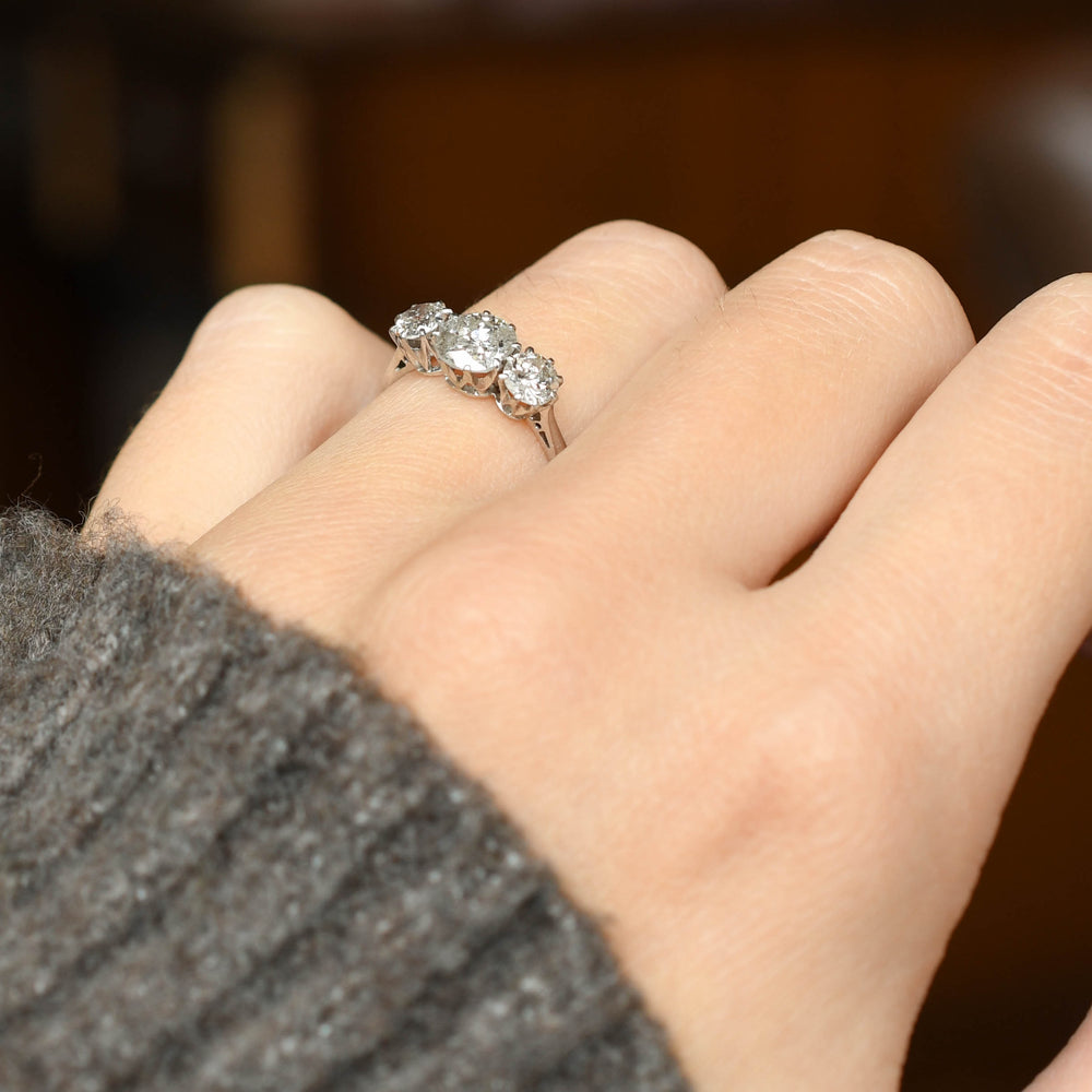 Art Deco 1.56ct Diamond Trilogy Ring