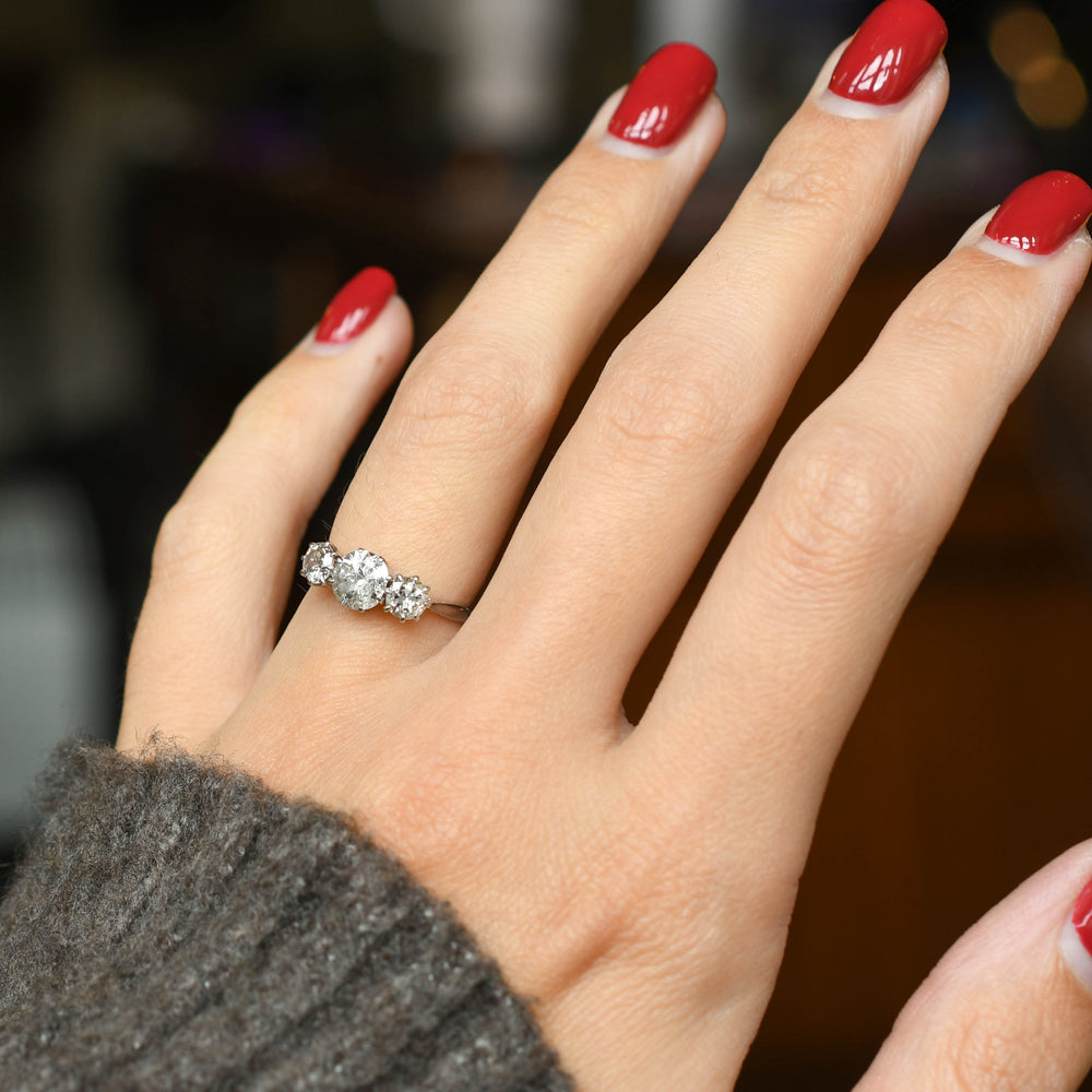 Art Deco 1.56ct Diamond Trilogy Ring