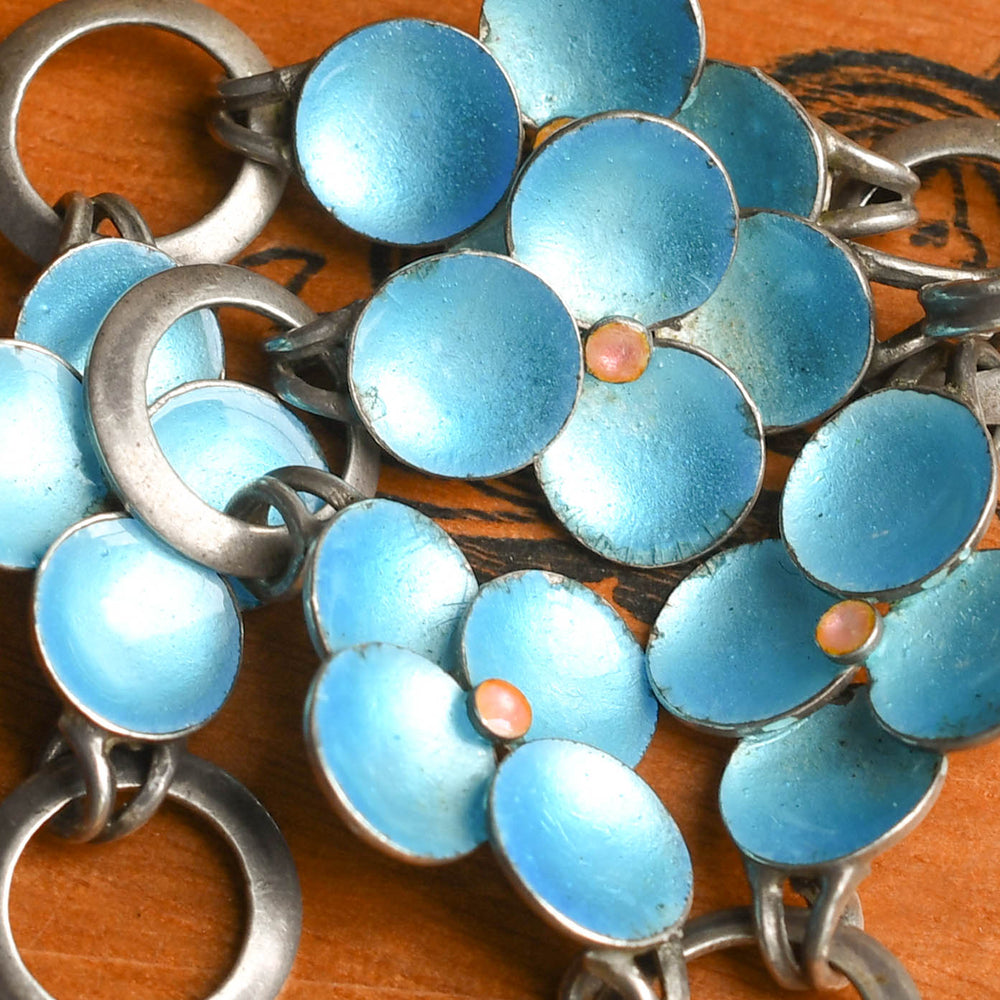 1930's Enamel Flower Bracelet by Bernard Instone