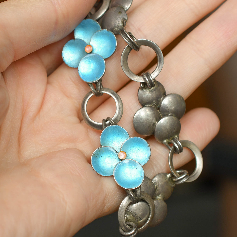 1930's Enamel Flower Bracelet by Bernard Instone