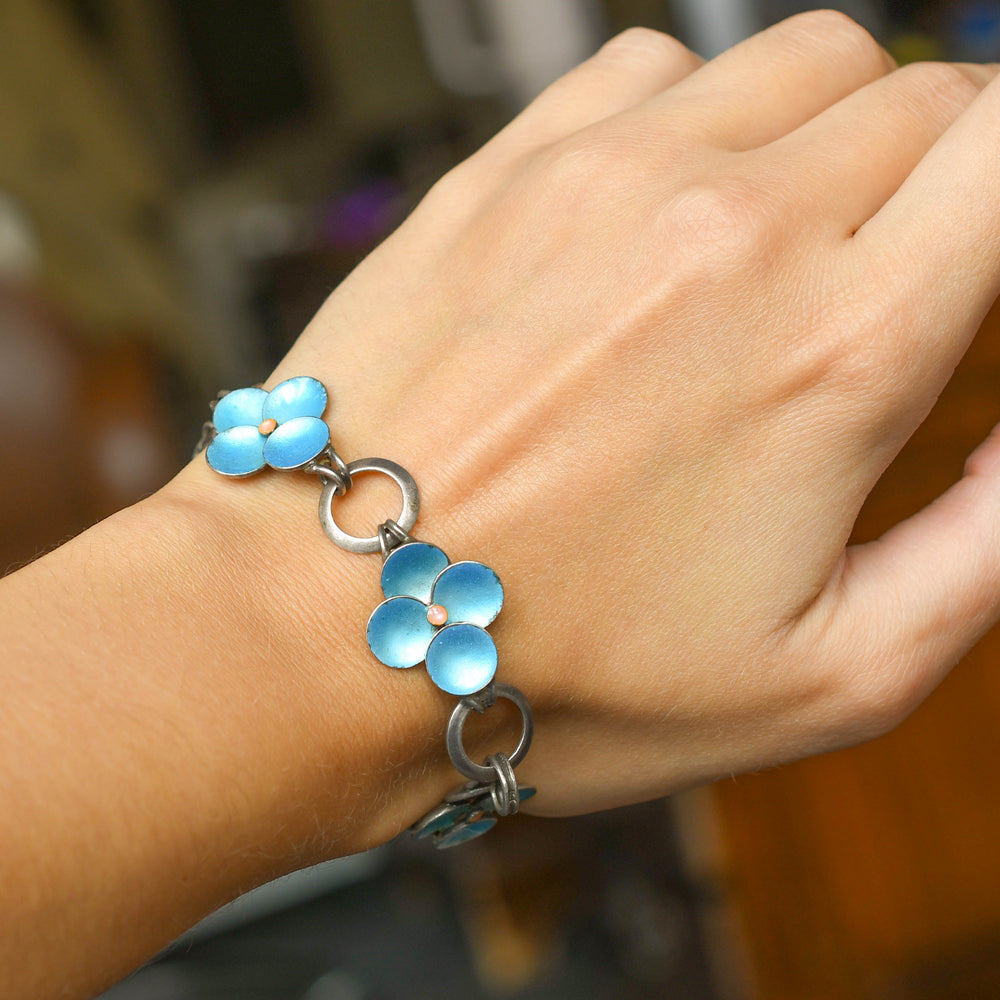 1930's Enamel Flower Bracelet by Bernard Instone