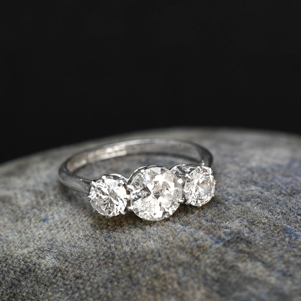 Art Deco 1.56ct Diamond Trilogy Ring