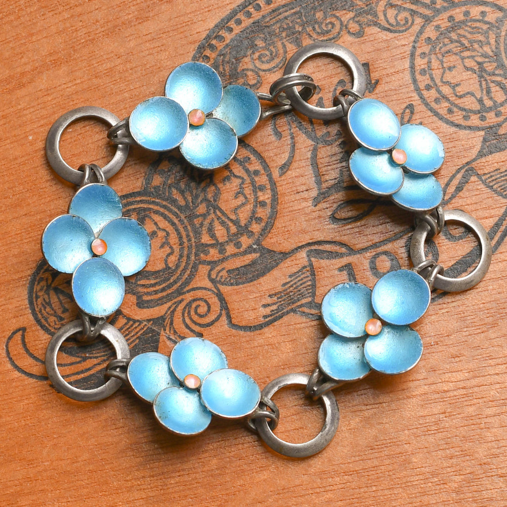 1930's Enamel Flower Bracelet by Bernard Instone