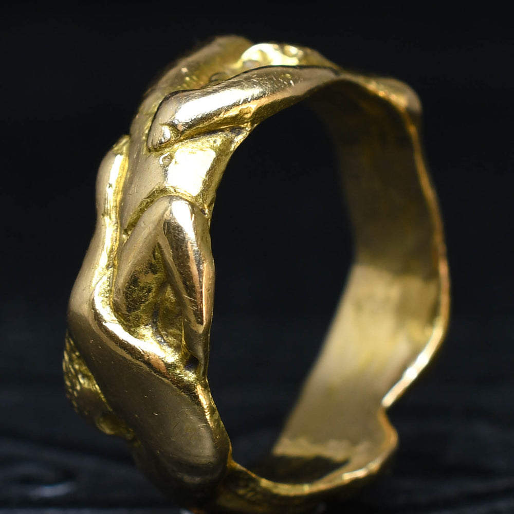 Art Nouveau French 18k Gold Erotic Ring
