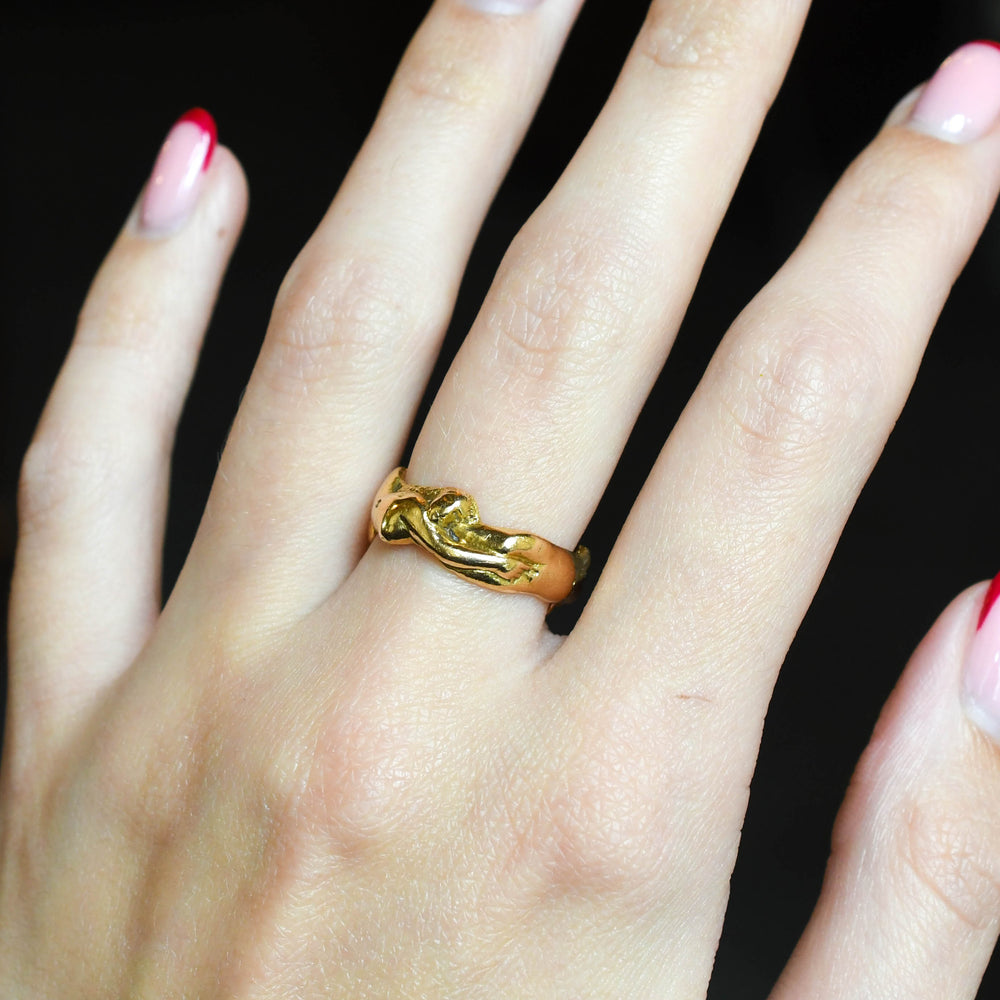 Art Nouveau French 18k Gold Erotic Ring