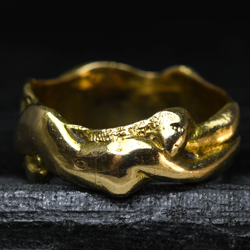 Art Nouveau French 18k Gold Erotic Ring