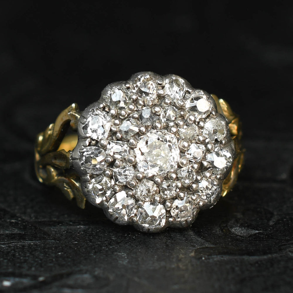 Georgian Old Cut Diamond Cobblestone Cluster Ring