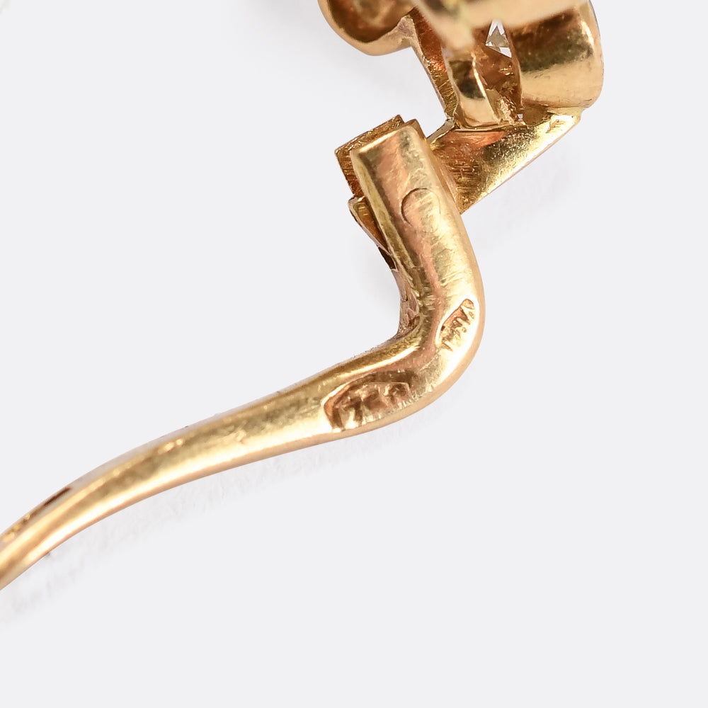 Victorian Transitional Diamond Flower Cluster Earrings