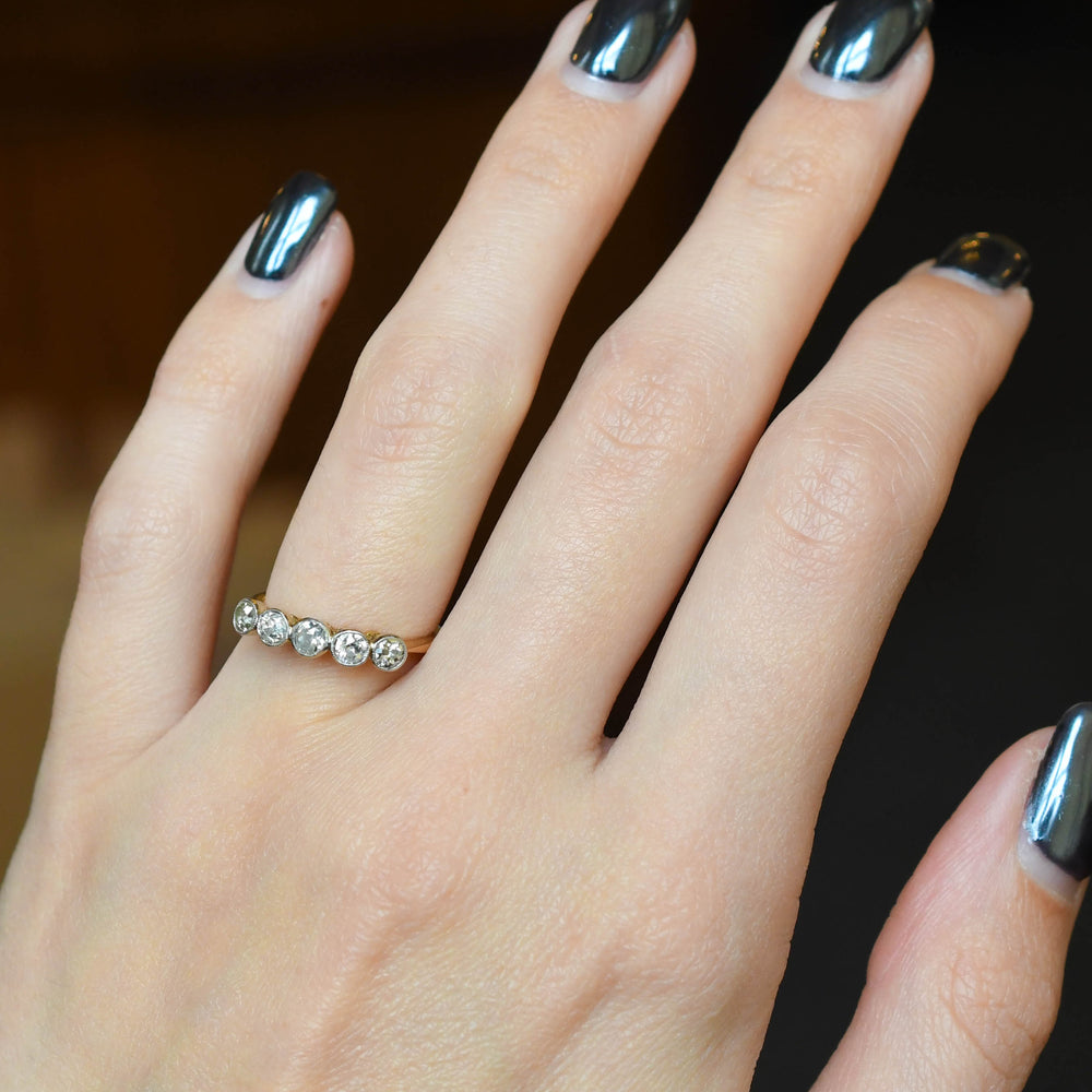 Edwardian Diamond 5-Stone Bezel Ring