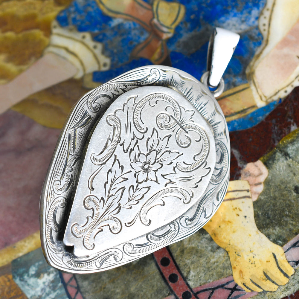 Georgian Porcelain & Silver Masquerade Patch Box Pendant