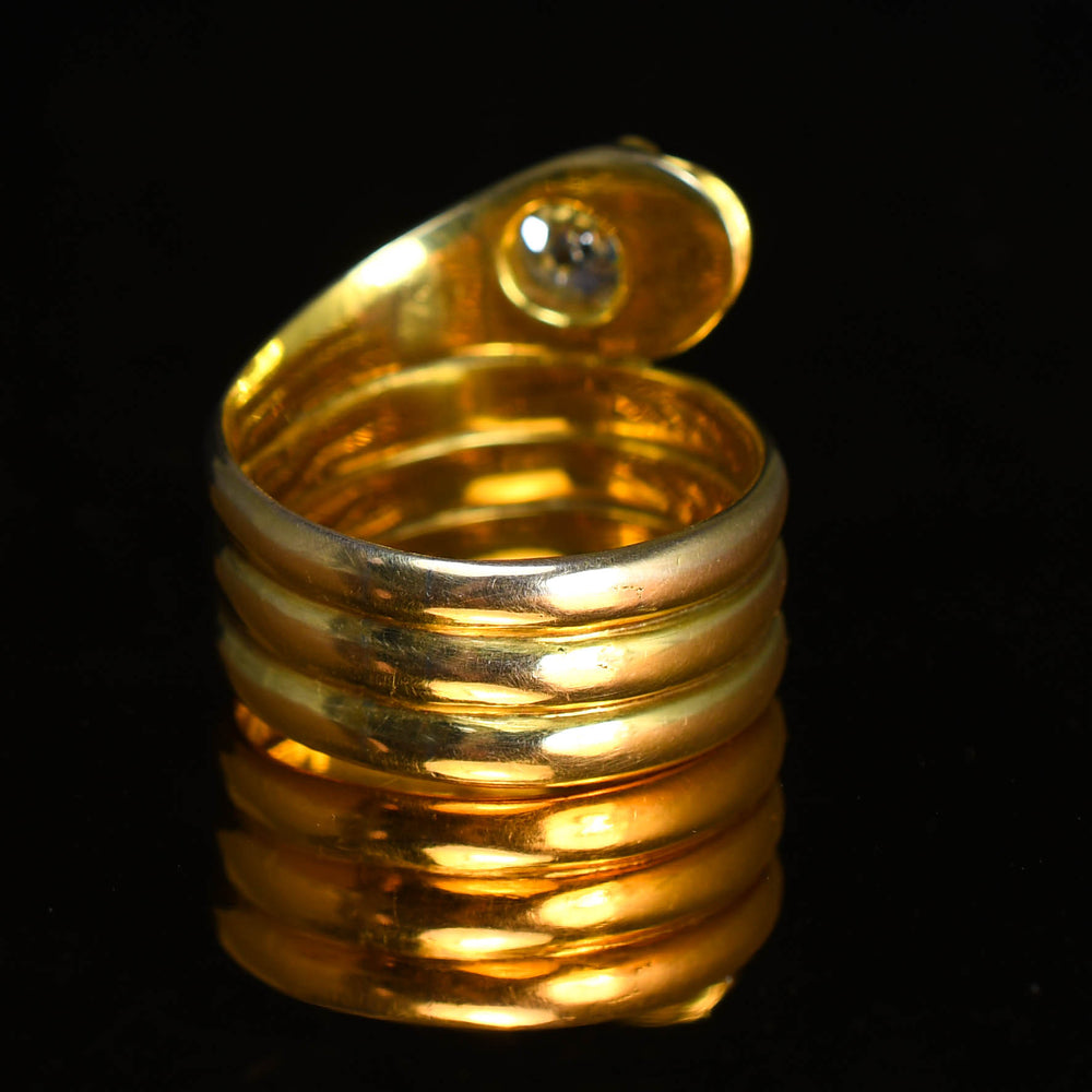 Victorian 0.75ct Diamond & Ruby Coiled Snake Ring