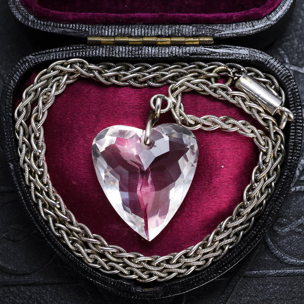 Georgian Rock Crystal Heart & Silver Chain