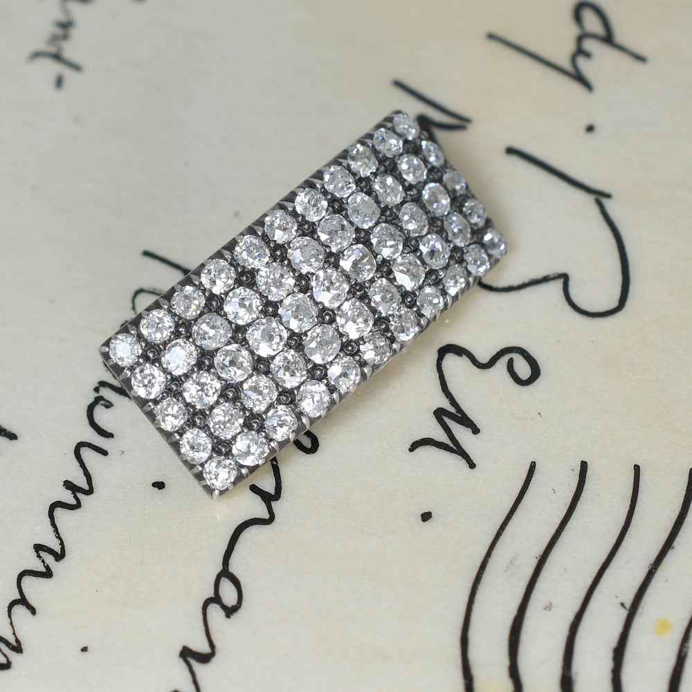 Victorian 2.2ct Old Cut Diamond Panel Brooch