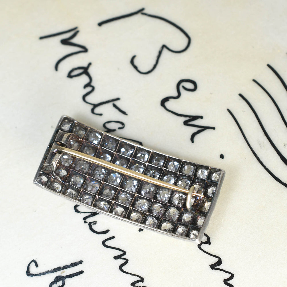 Victorian 2.2ct Old Cut Diamond Panel Brooch