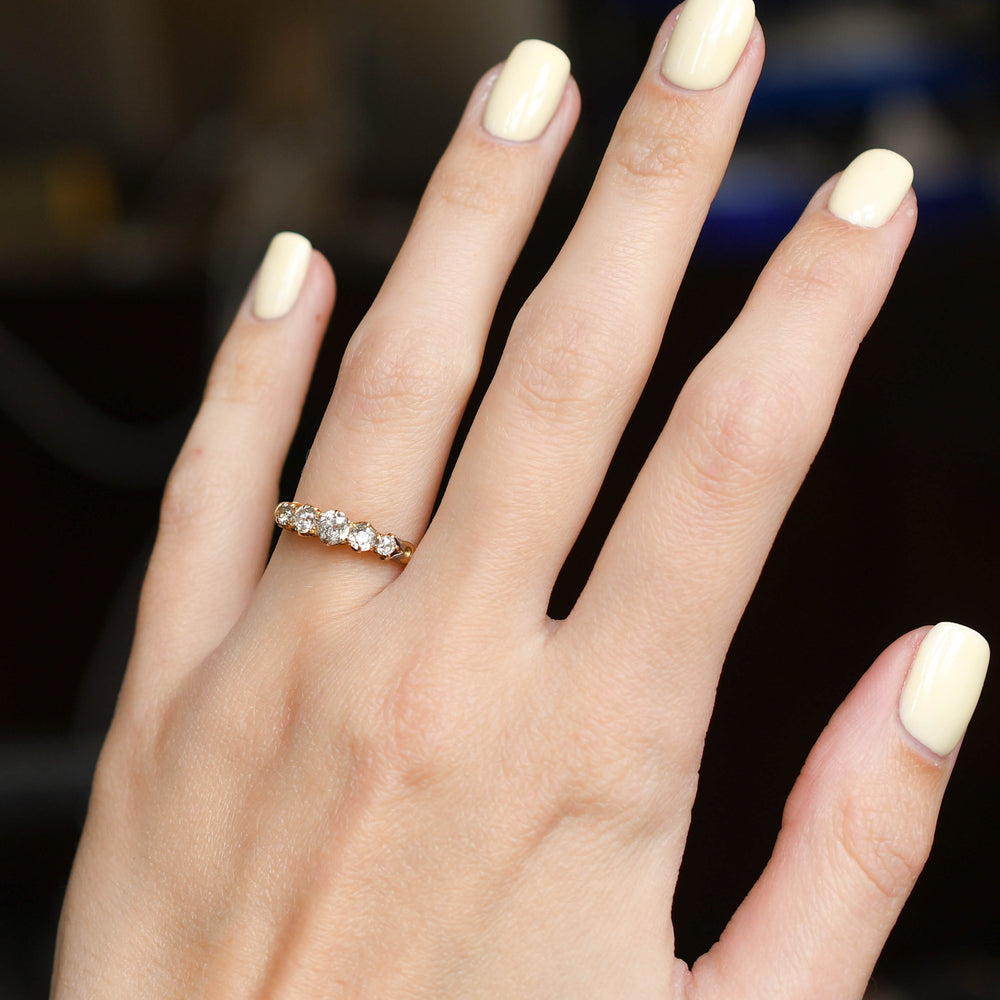 Victorian 5-Stone Diamond Half Hoop Ring