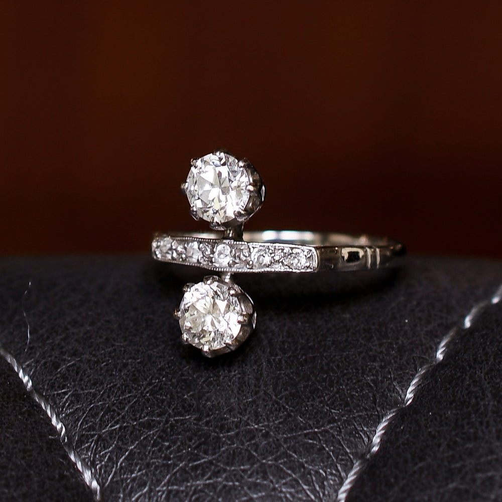 Art Deco Diamond North-South Engagement Ring