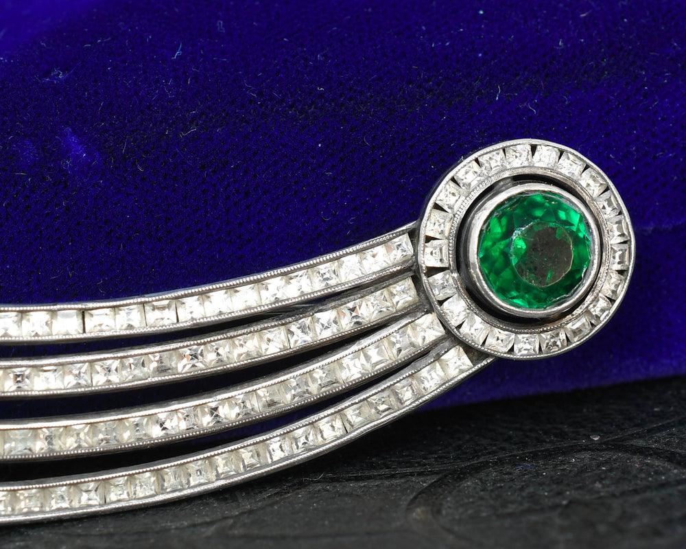 Art Deco Paste Stone Halley's Comet Brooch