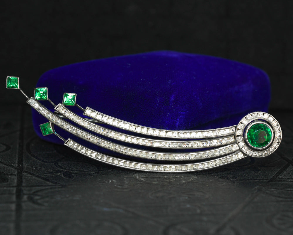 Art Deco Paste Stone Halley's Comet Brooch