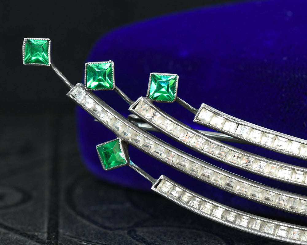 Art Deco Paste Stone Halley's Comet Brooch