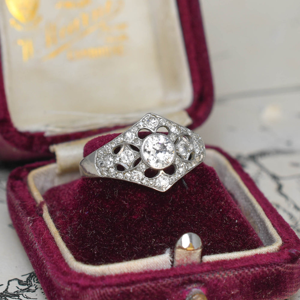 Art Deco Diamond Openwork Cluster Ring