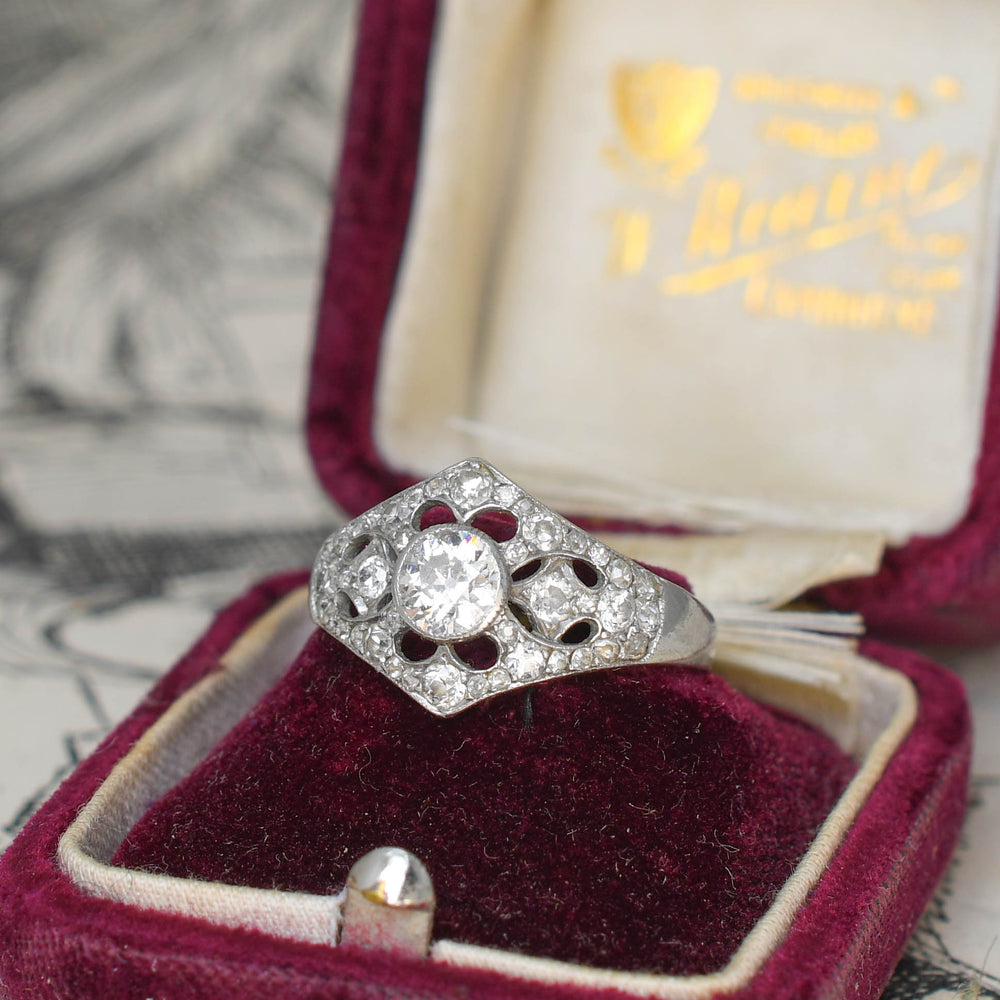Art Deco Diamond Openwork Cluster Ring