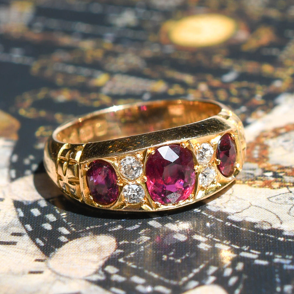 Edwardian Ruby & Diamond 18k Gold Cigar Band