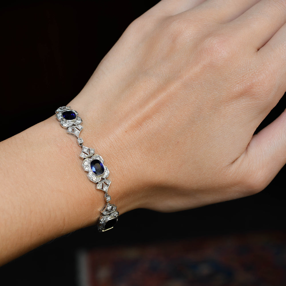 Edwardian Sapphire & Diamond Platinum Bracelet