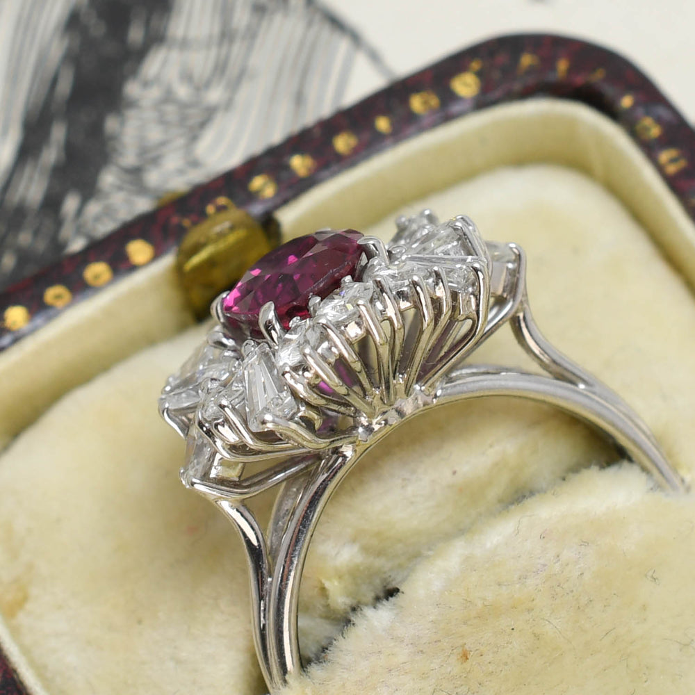 Vintage Ruby & Diamond Cluster Ring