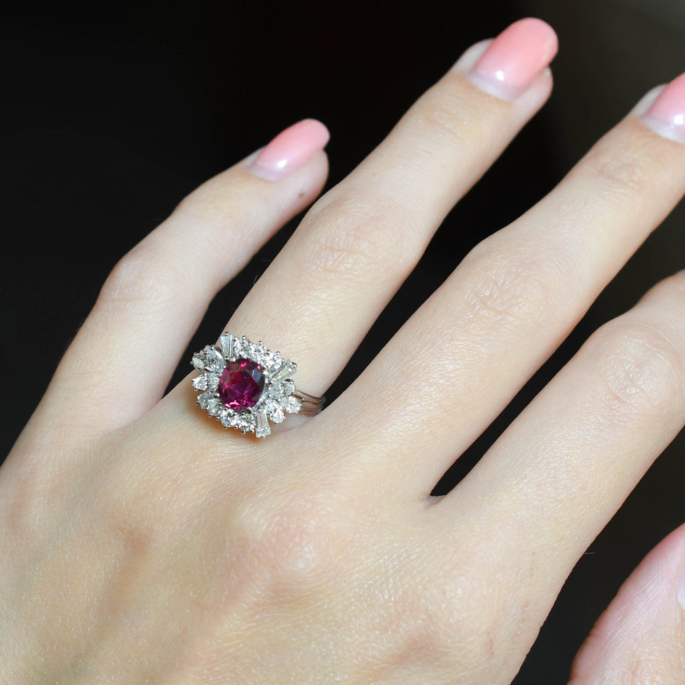 Vintage Ruby & Diamond Cluster Ring
