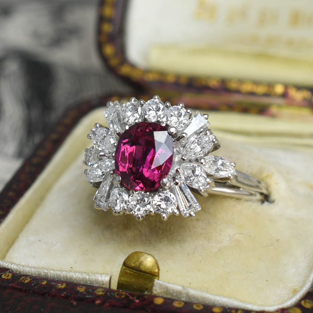 Vintage Ruby & Diamond Cluster Ring