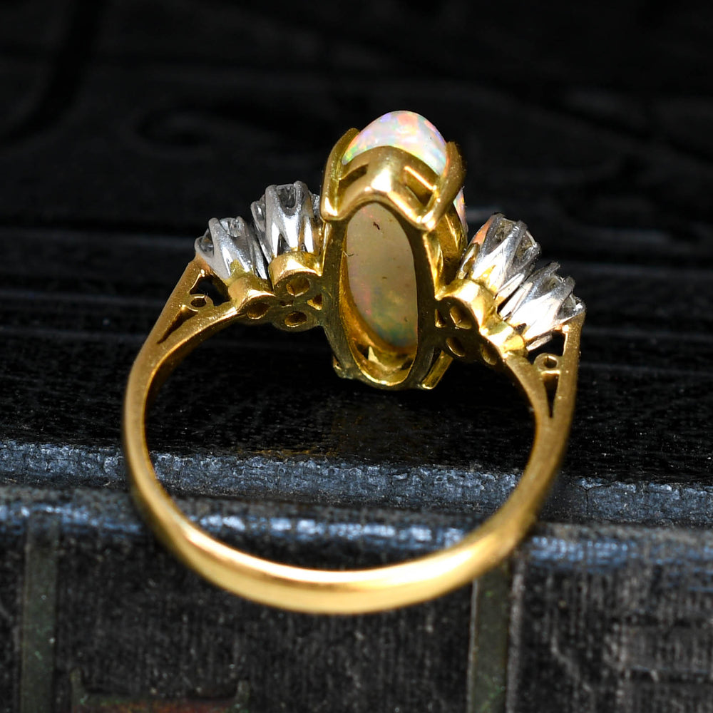Art Deco Opal & Diamond Cluster Ring