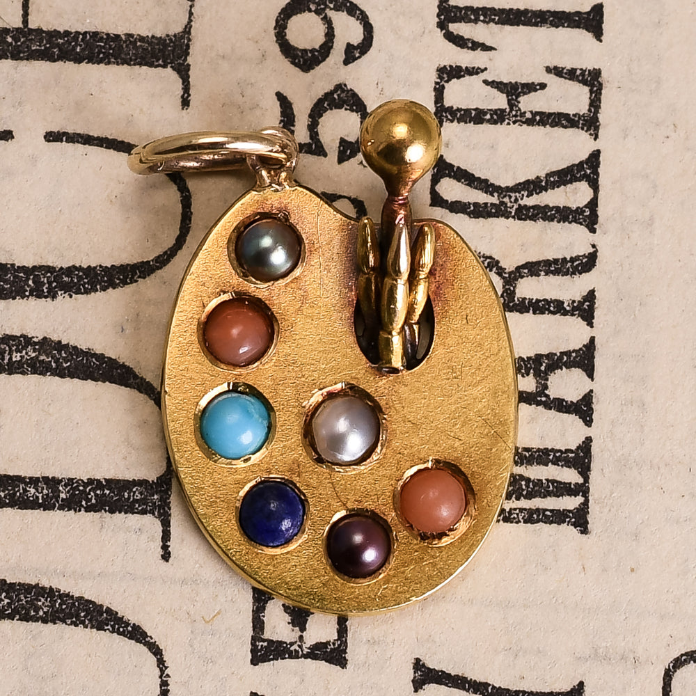 Victorian Multi-Gem Artist's Palette Charm