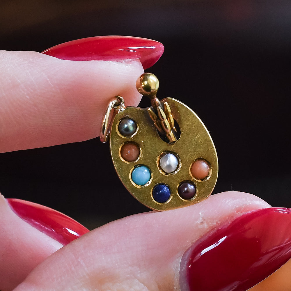 Victorian Multi-Gem Artist's Palette Charm