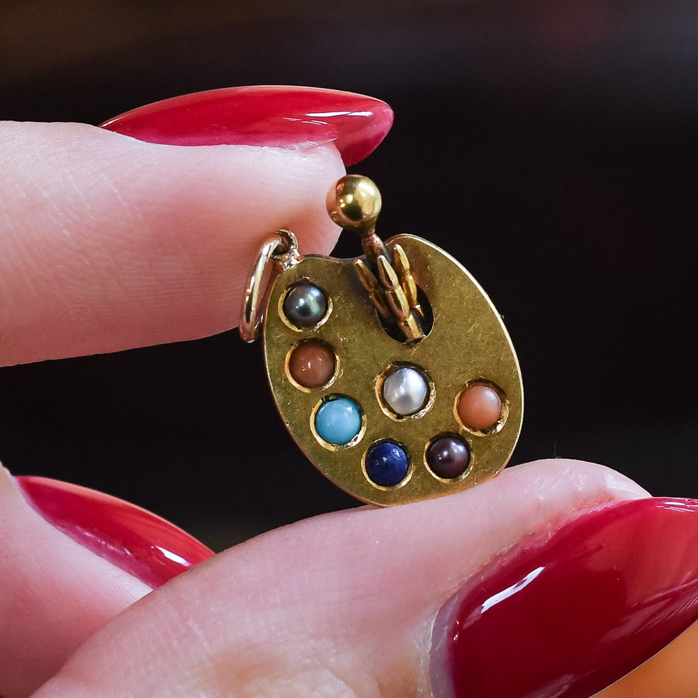 Victorian Multi-Gem Artist's Palette Charm