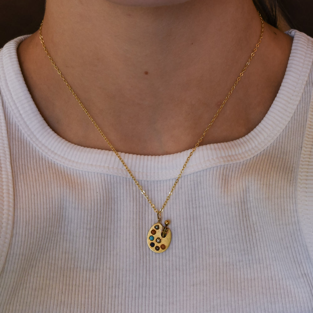 Victorian Multi-Gem Artist's Palette Charm