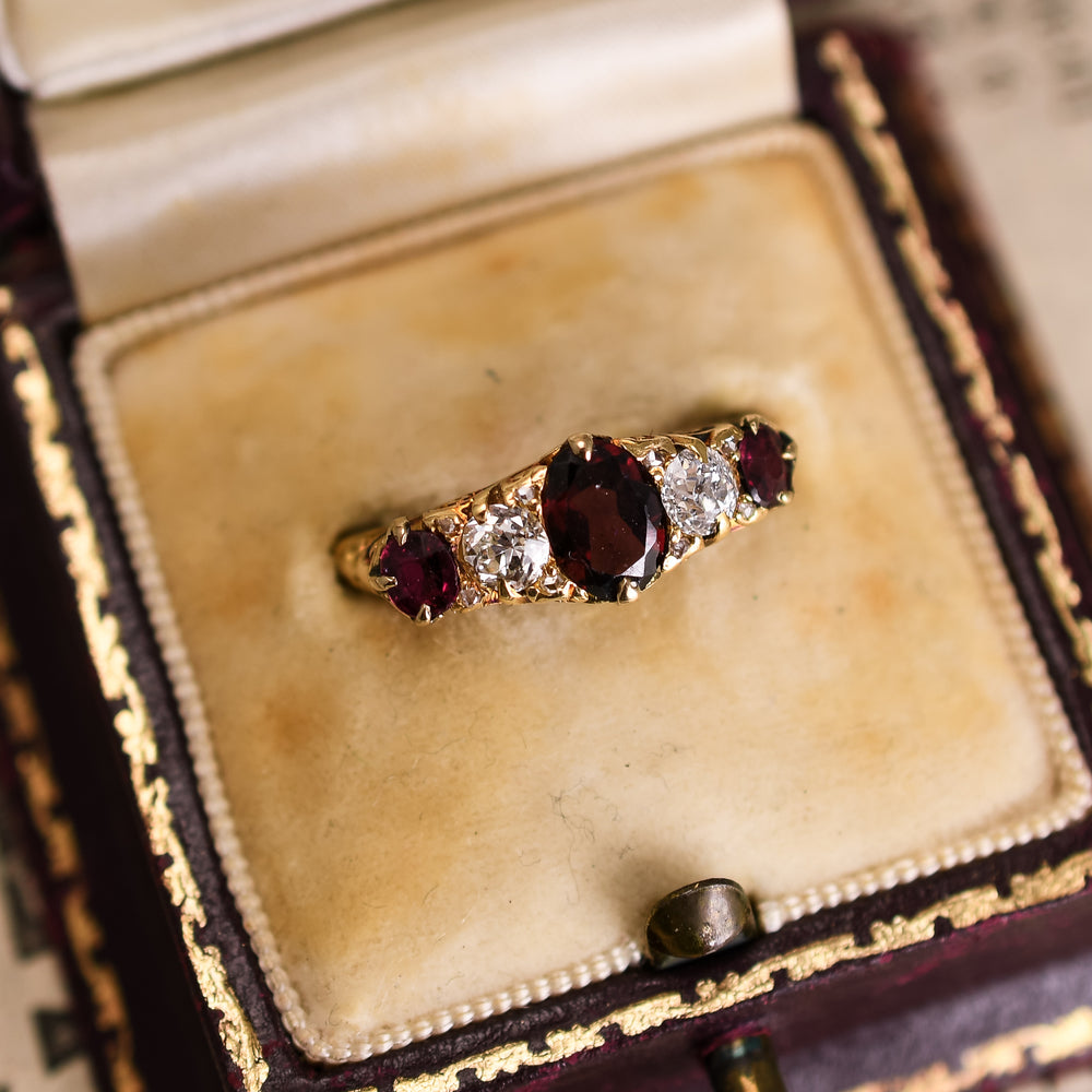 Edwardian Ruby & Diamond 5-Stone Ring