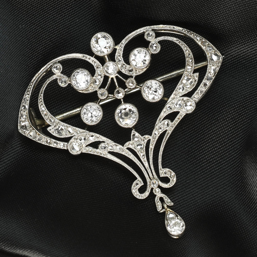 Belle Époque Platinum Diamond Brooch