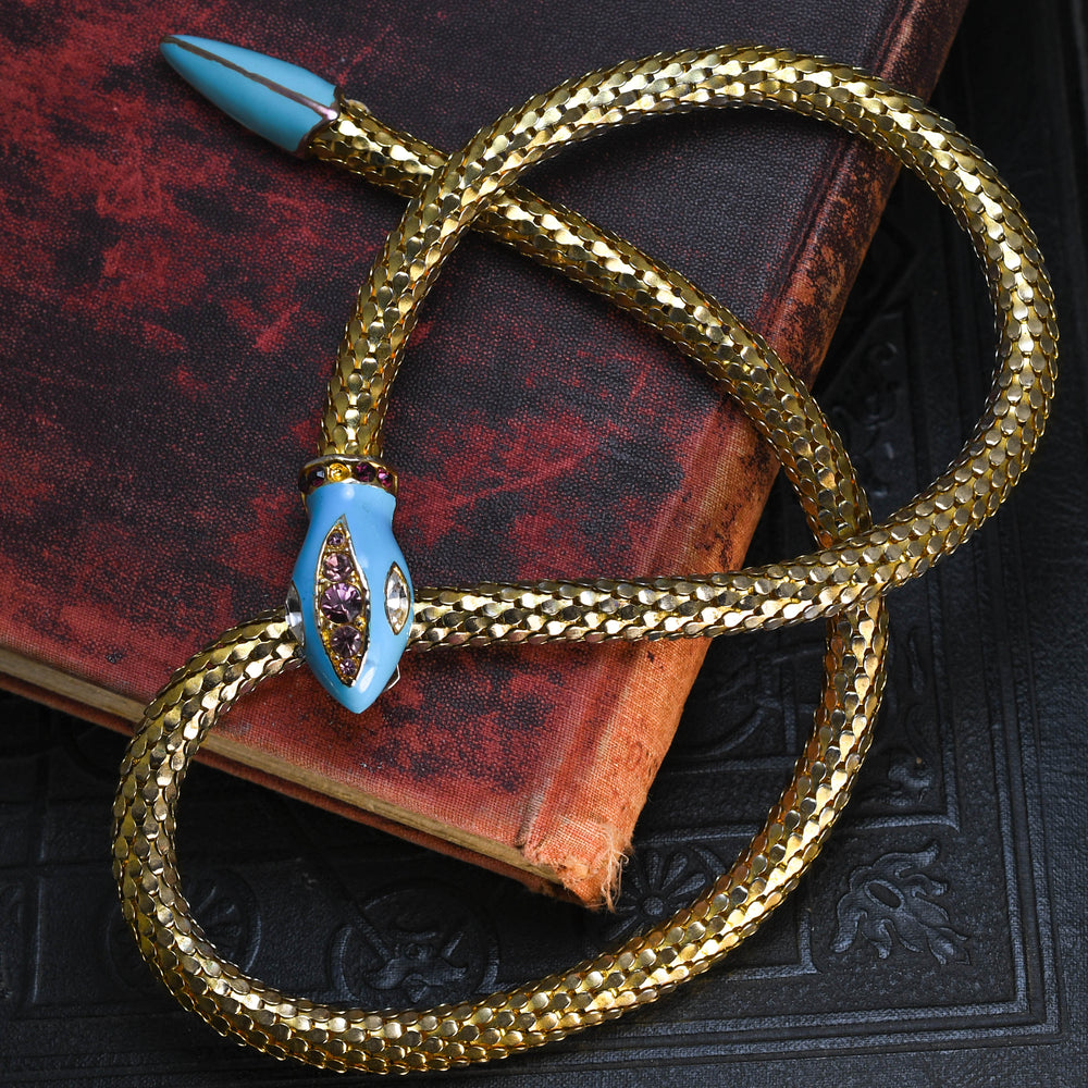Mid-Century Costume Enamel & Paste Snake Collar