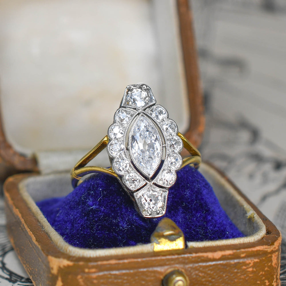 Belle Époque Marquise Diamond Open Work Ring