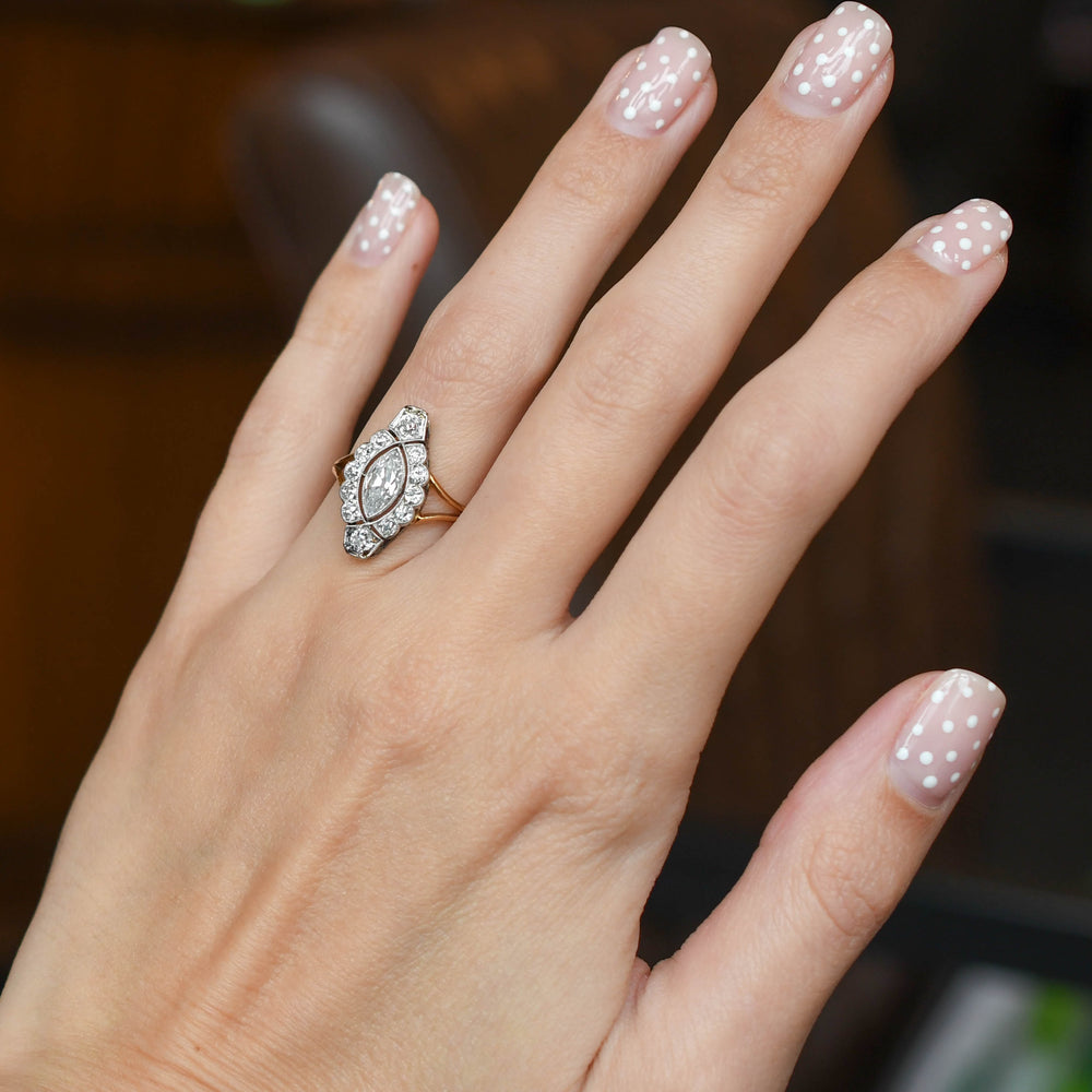 Belle Époque Marquise Diamond Open Work Ring