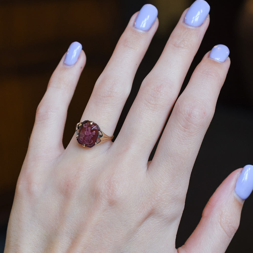 1920's Poseidon Reverse Carved Intaglio Ring