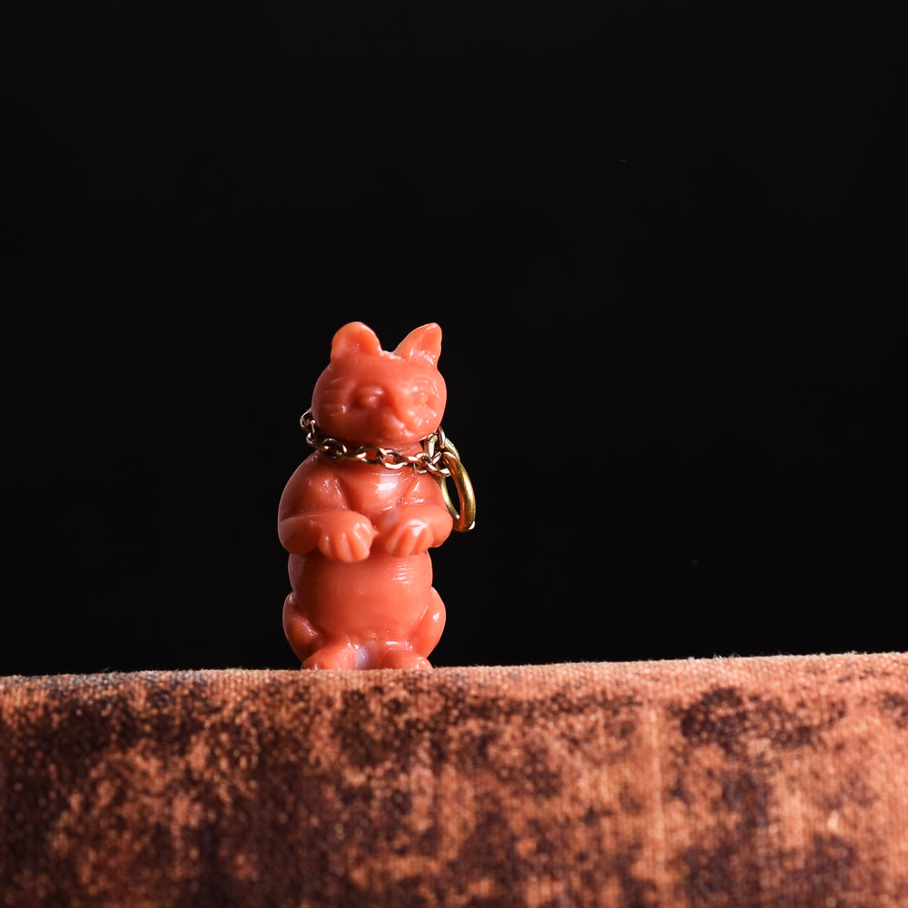 Victorian Coral Cat Charm