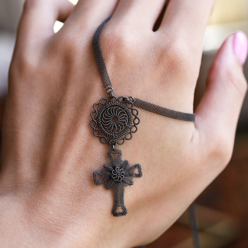 Georgian Silesian Wirework Cross & Chain
