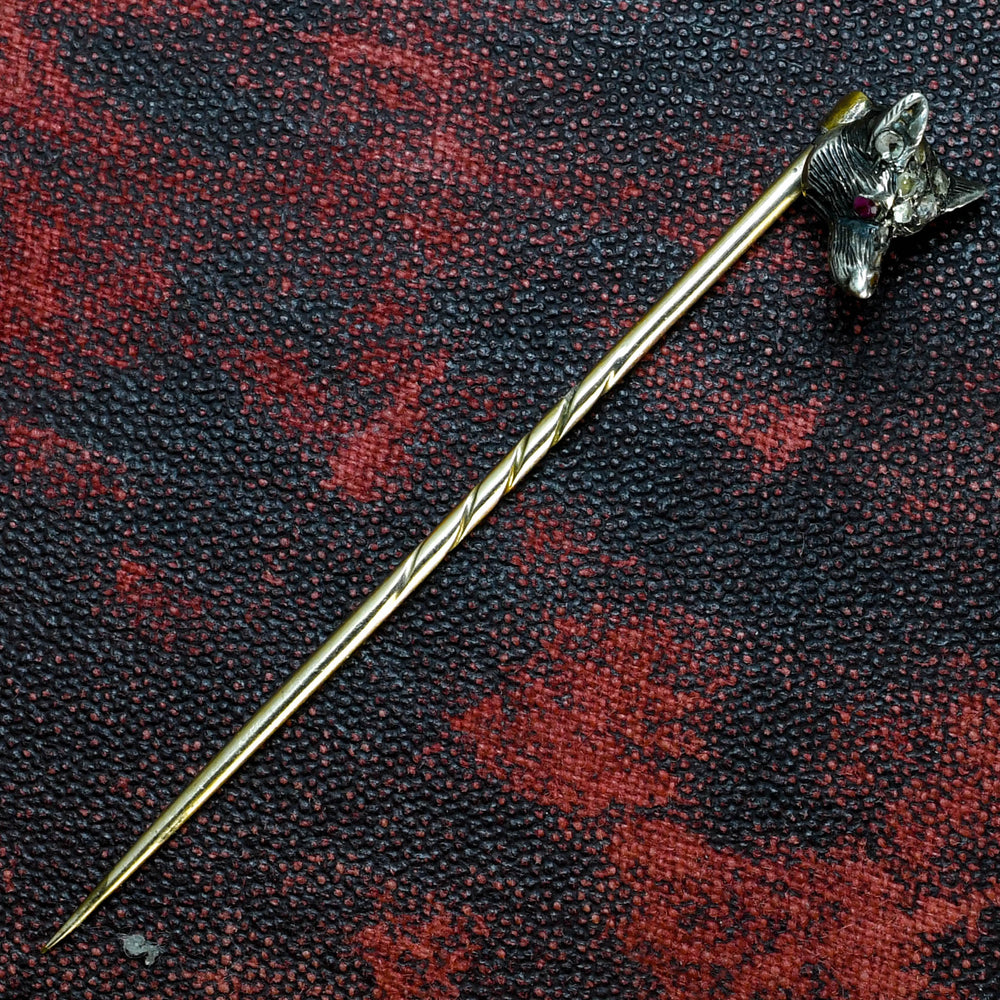 Victorian Diamond & Ruby Fox Stick Pin