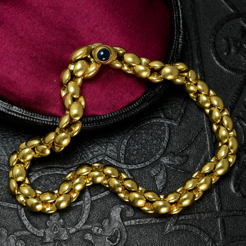 Vintage 18k Gold & Sapphire Cabochon Bracelet By Arfan Paris
